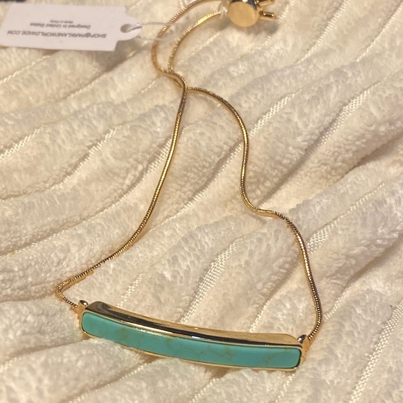 NWT ✅ KAI TURQUOISE COLORED STONE SLIDE SNAKE CHAIN BRACELET - Picture 8 of 10